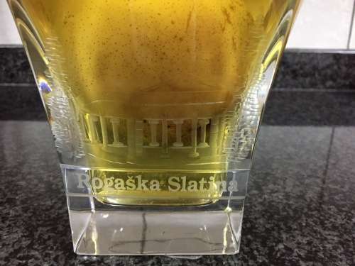 Slovenian pear in brandy in Rogaska Crystal bottle with stopper
